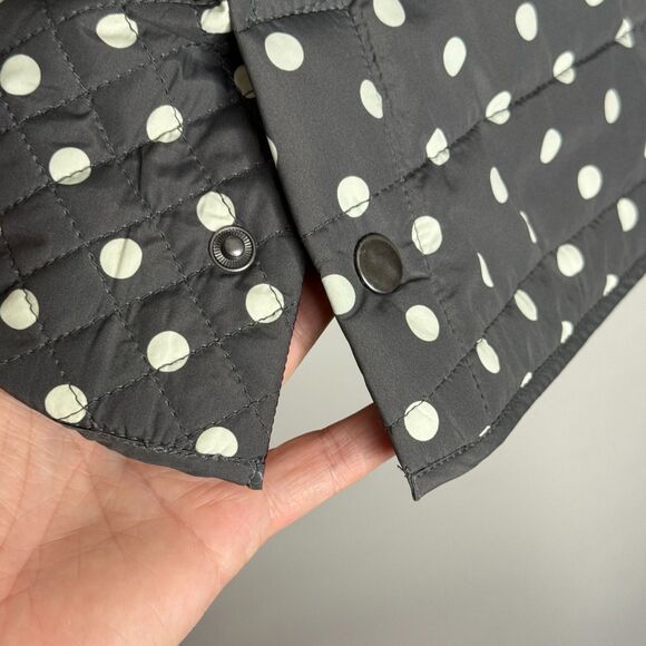 Talbots Womens Puffer Vest Large Grey Cream Polka Dots Full Zip Cabincore - Picture 8 of 8